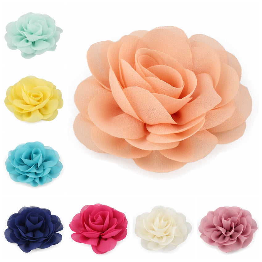 8 Newborn Chiffon Petals Poppy Flower Hair Clips for Kids Girls Hair Accessories