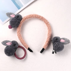 3 Piece Plush Rabbit Hair Accessory Set for Girls