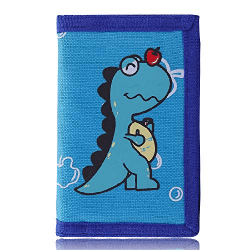 Kids Cartoon Dinosaur Shark Print Canvas Wallet RFID Zipper Wallet