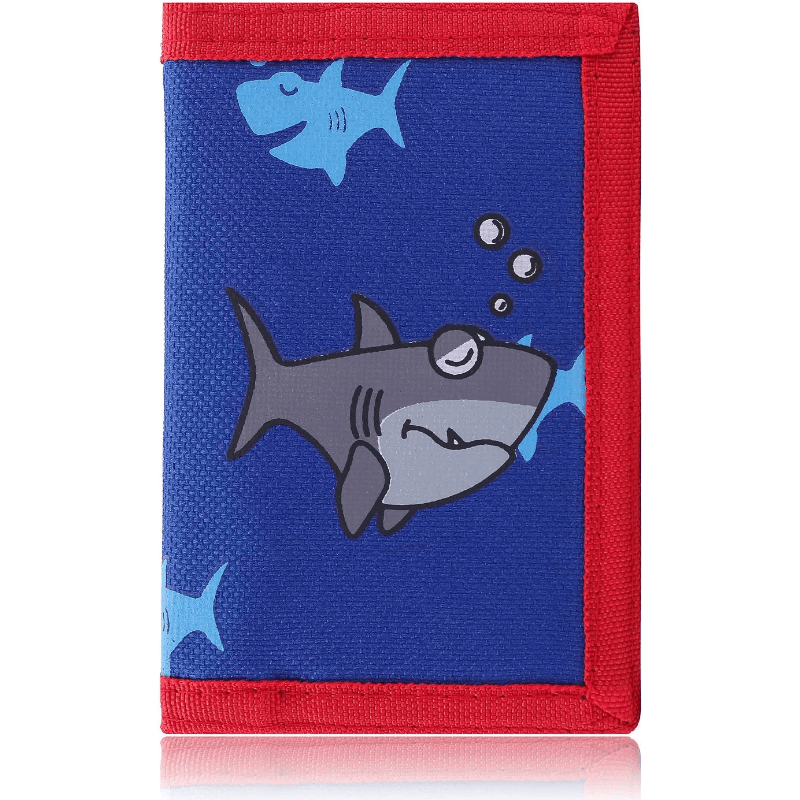 Kids Cartoon Dinosaur Shark Print Canvas Wallet RFID Zipper Wallet