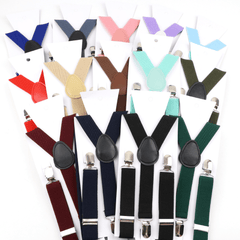 Boys Solid Adjustable Elastic Suspenders Braces