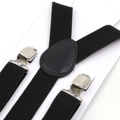 Boys Solid Adjustable Elastic Suspenders Braces