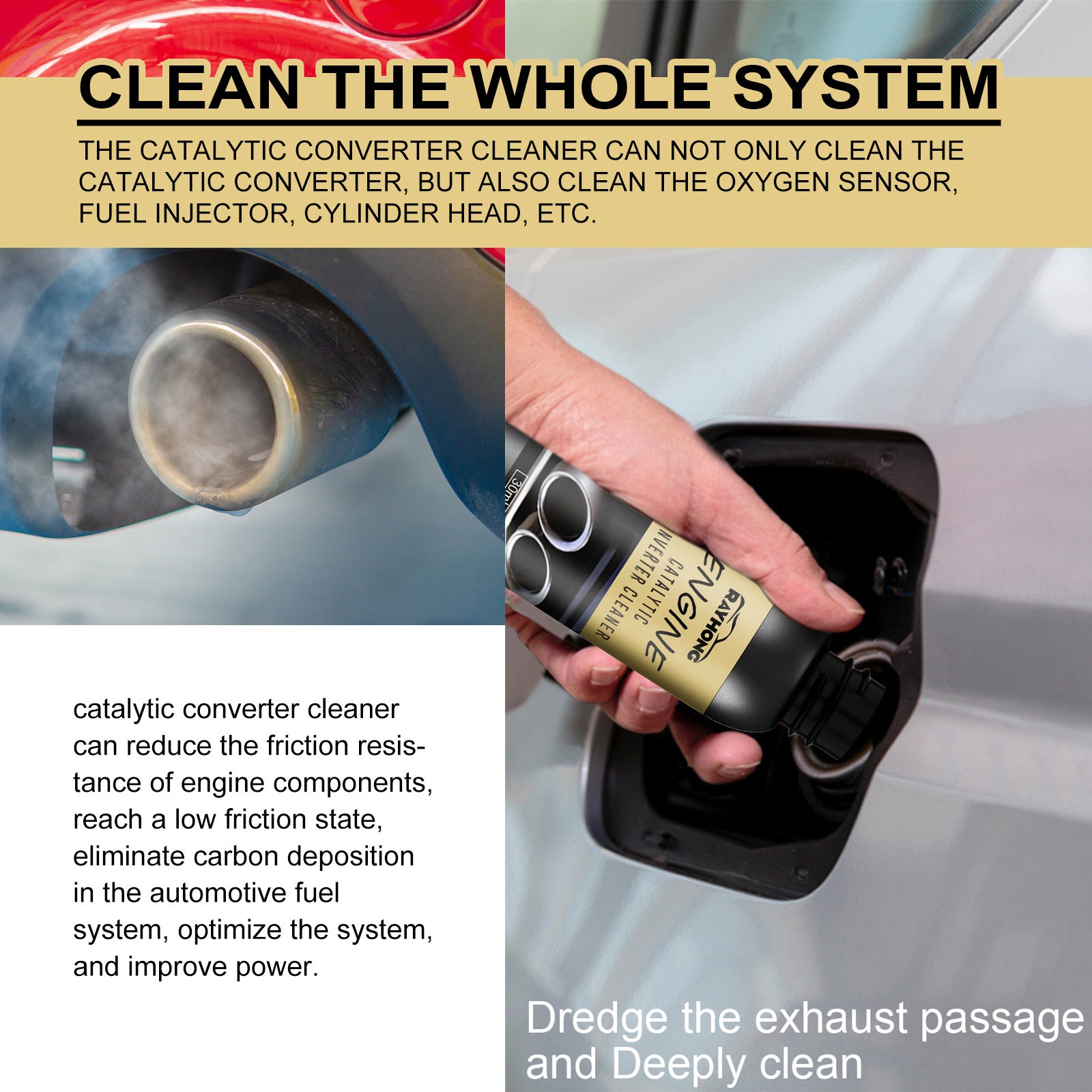 Engine Catalytic Converter Cleaner with Carbon Deposit Removal