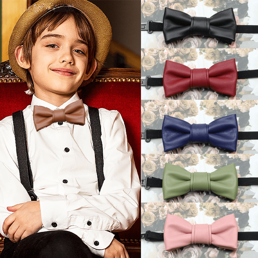 Boys Adjustable PU Leather Bowtie for Party Performance