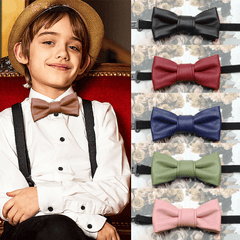 Boys Adjustable PU Leather Bowtie for Party Performance