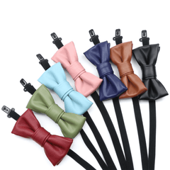 Boys Adjustable PU Leather Bowtie for Party Performance
