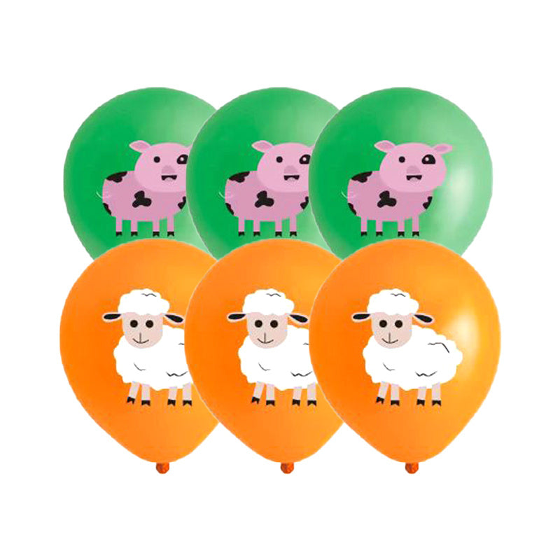 24pcs Farm Theme Balloon Set Birthday Party Decoration Animal Latex Balloons