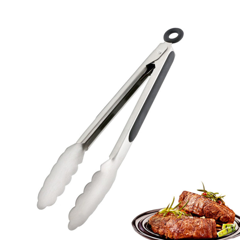 Stainless Steel Barbecue Tongs 22cm Non-Slip Handle Kitchen Tools