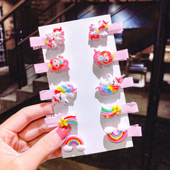 10pcs Cartoon Hair Clips for Girls & Kids