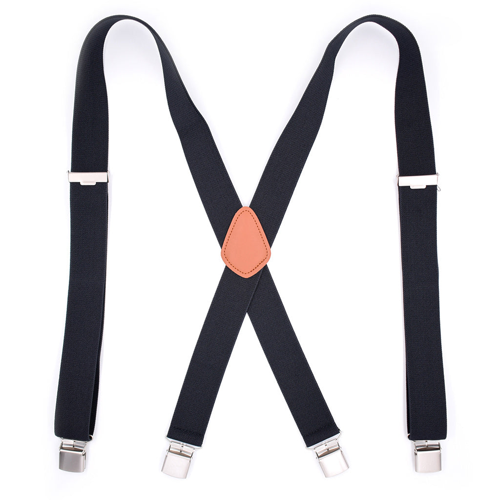 Men's Heavy Duty Suspenders 4 Clips Elastic Trouser Braces