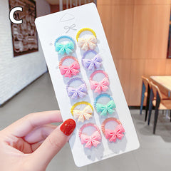 10pcs Cute Hair Ties for Girls Star Heart Animal Bow Knot Hair Accessory