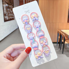 10pcs Cute Hair Ties for Girls Star Heart Animal Bow Knot Hair Accessory
