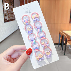 10pcs Cute Hair Ties for Girls Star Heart Animal Bow Knot Hair Accessory