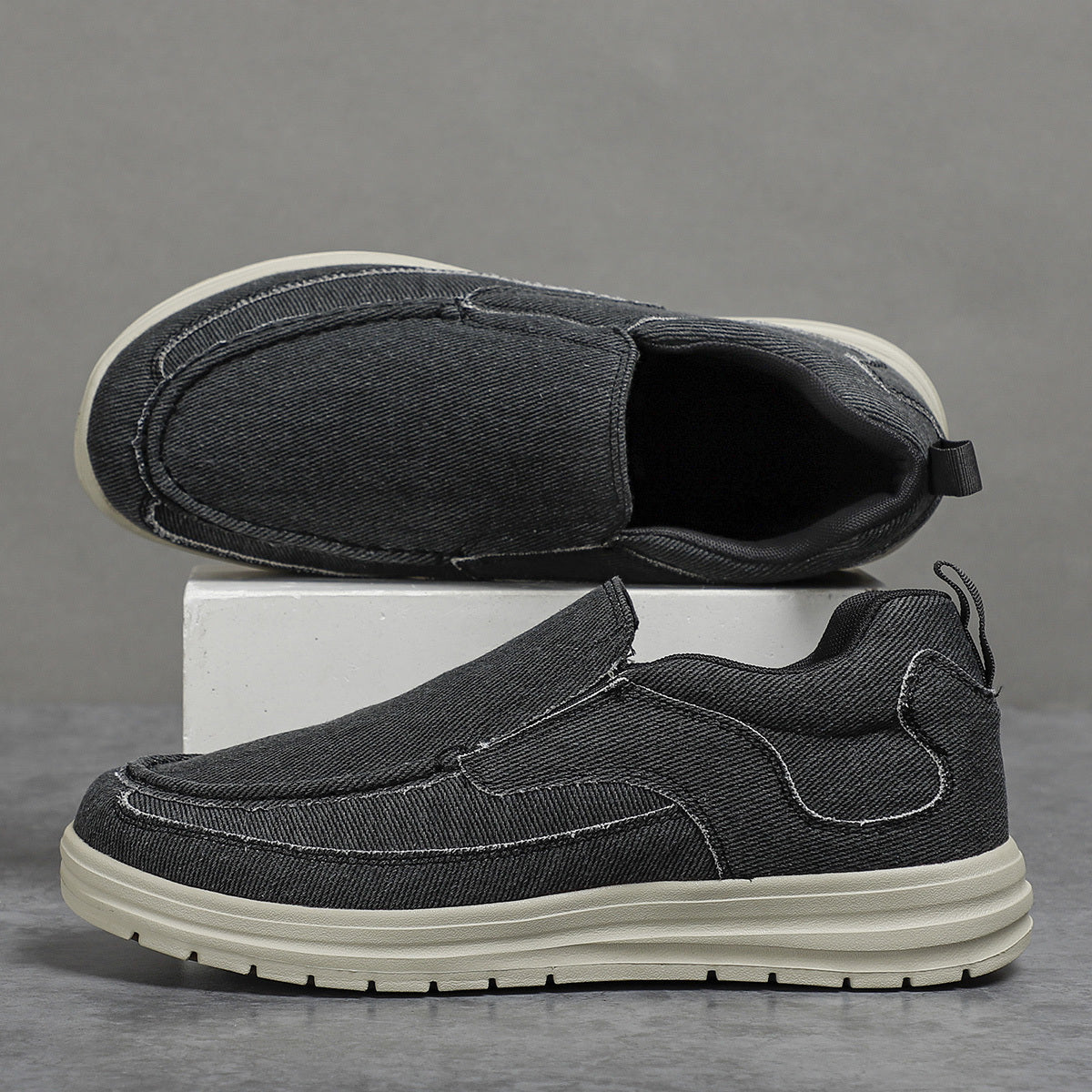 Men's Canvas Loafer Shoes Lightweight Slip On Casual Shoes