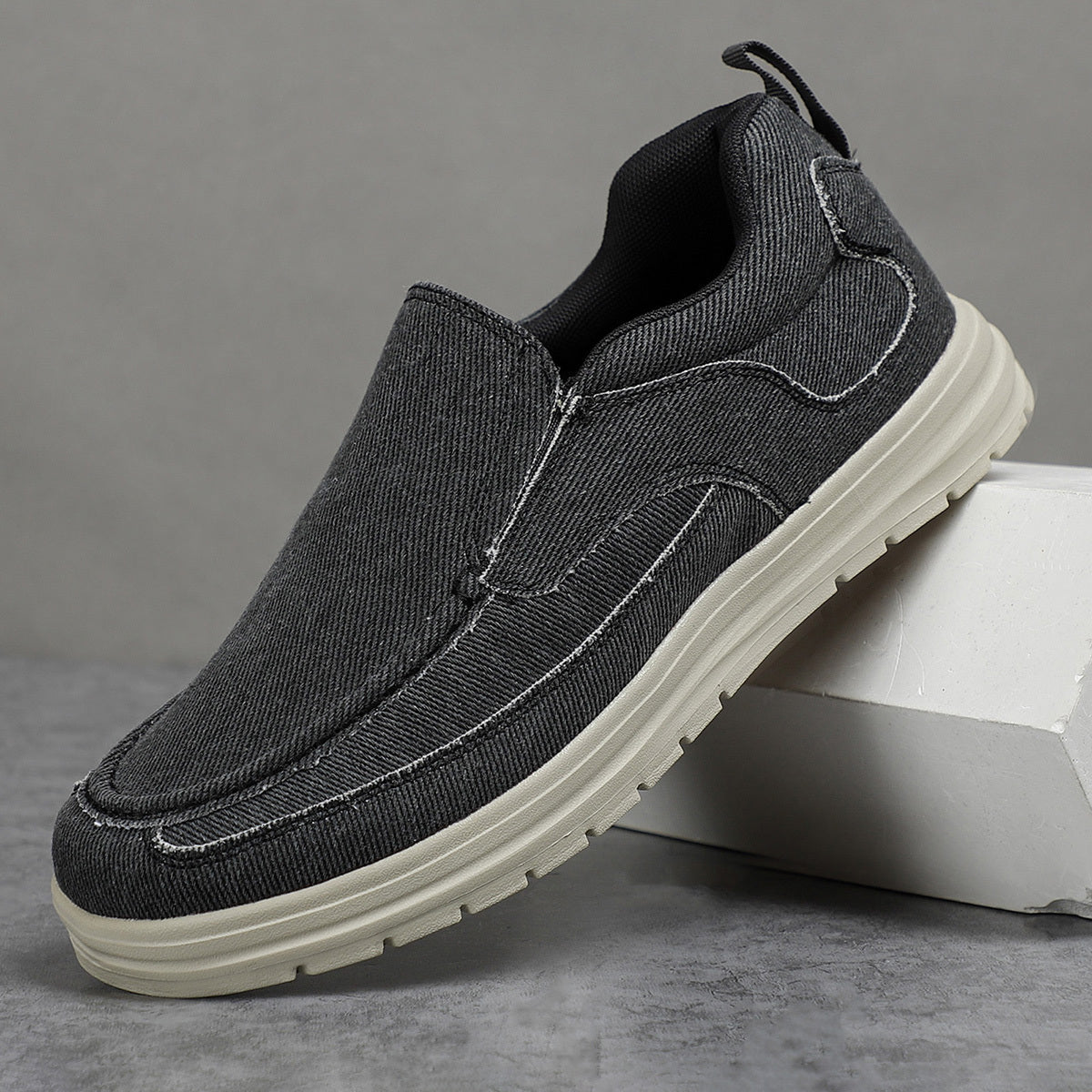 Men's Canvas Loafer Shoes Lightweight Slip On Casual Shoes