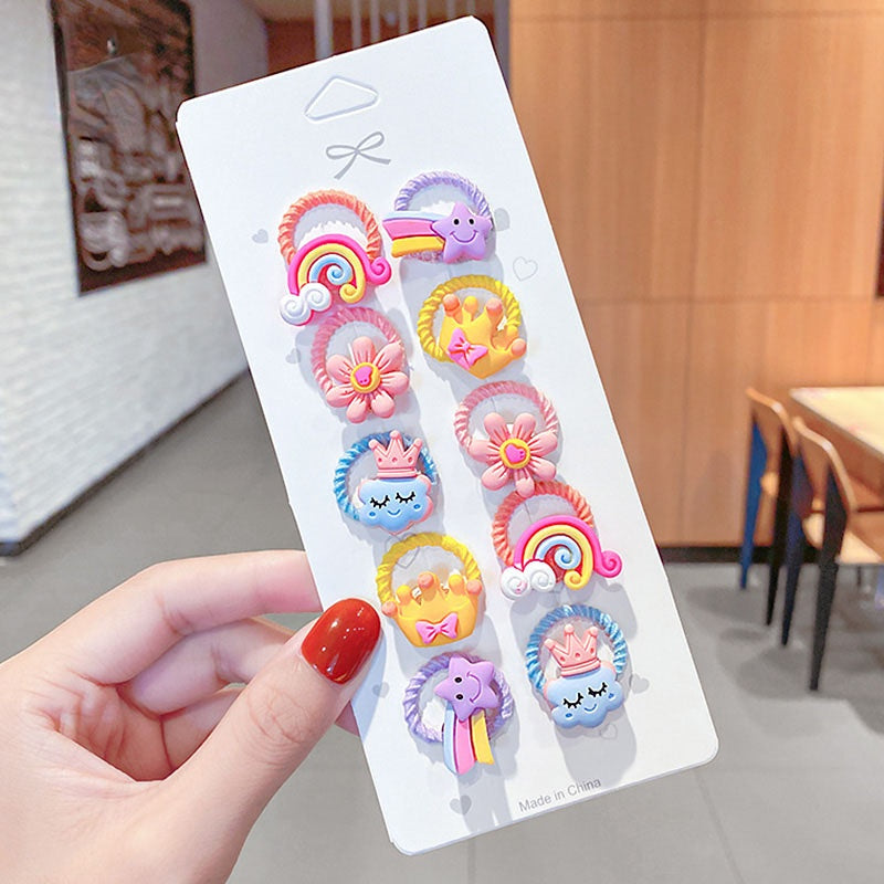 10pcs Baby Girls Flowers Ice cream Bow Knot Hair Ties Hair Accessories