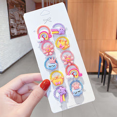 10pcs Baby Girls Flowers Ice cream Bow Knot Hair Ties Hair Accessories