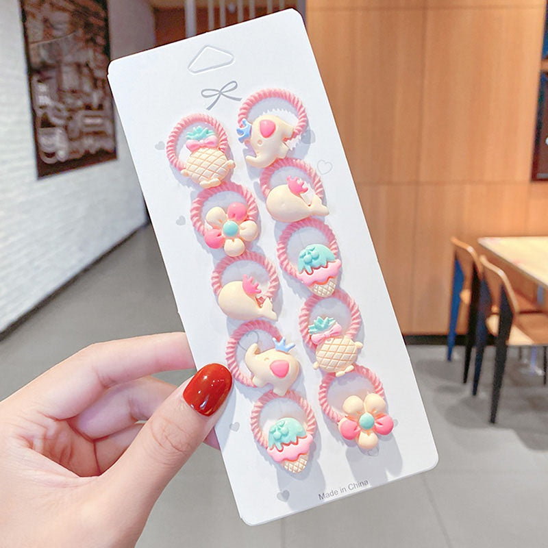 10pcs Baby Girls Flowers Ice cream Bow Knot Hair Ties Hair Accessories