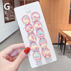 10pcs Baby Girls Flowers Ice cream Bow Knot Hair Ties Hair Accessories
