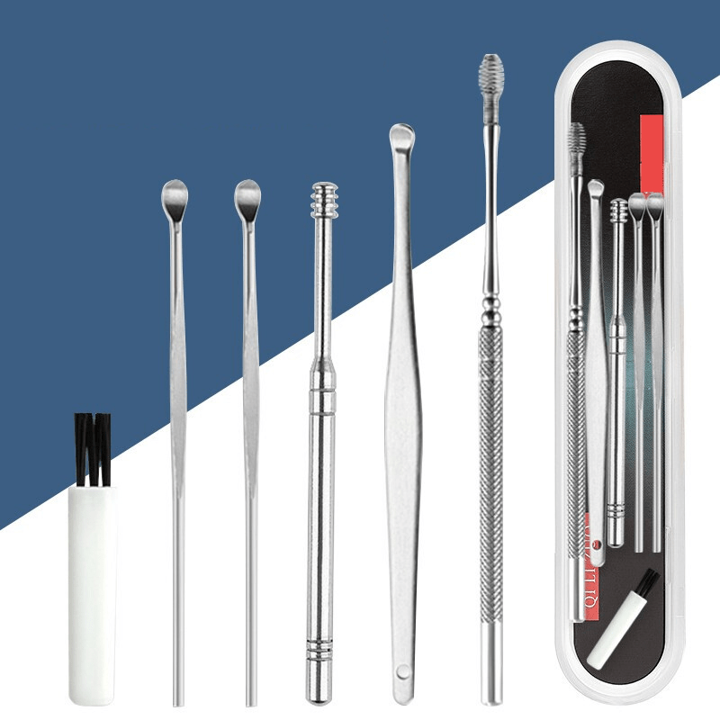 6pcs Stainless Steel Earwax Removal Tool Set with Case