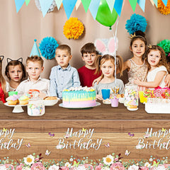 Wood Grain Birthday Tablecloth Butterfly Decoration