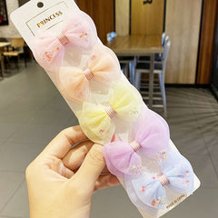 5-Piece Colorful Bow Hair Clips Set for Kids