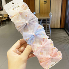 5-Piece Colorful Bow Hair Clips Set for Kids