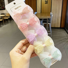 5-Piece Colorful Bow Hair Clips Set for Kids