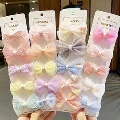5-Piece Colorful Bow Hair Clips Set for Kids