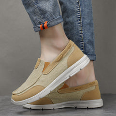Men's Canvas Loafer Shoes Breathable Lightweight Slip On Casual Shoes