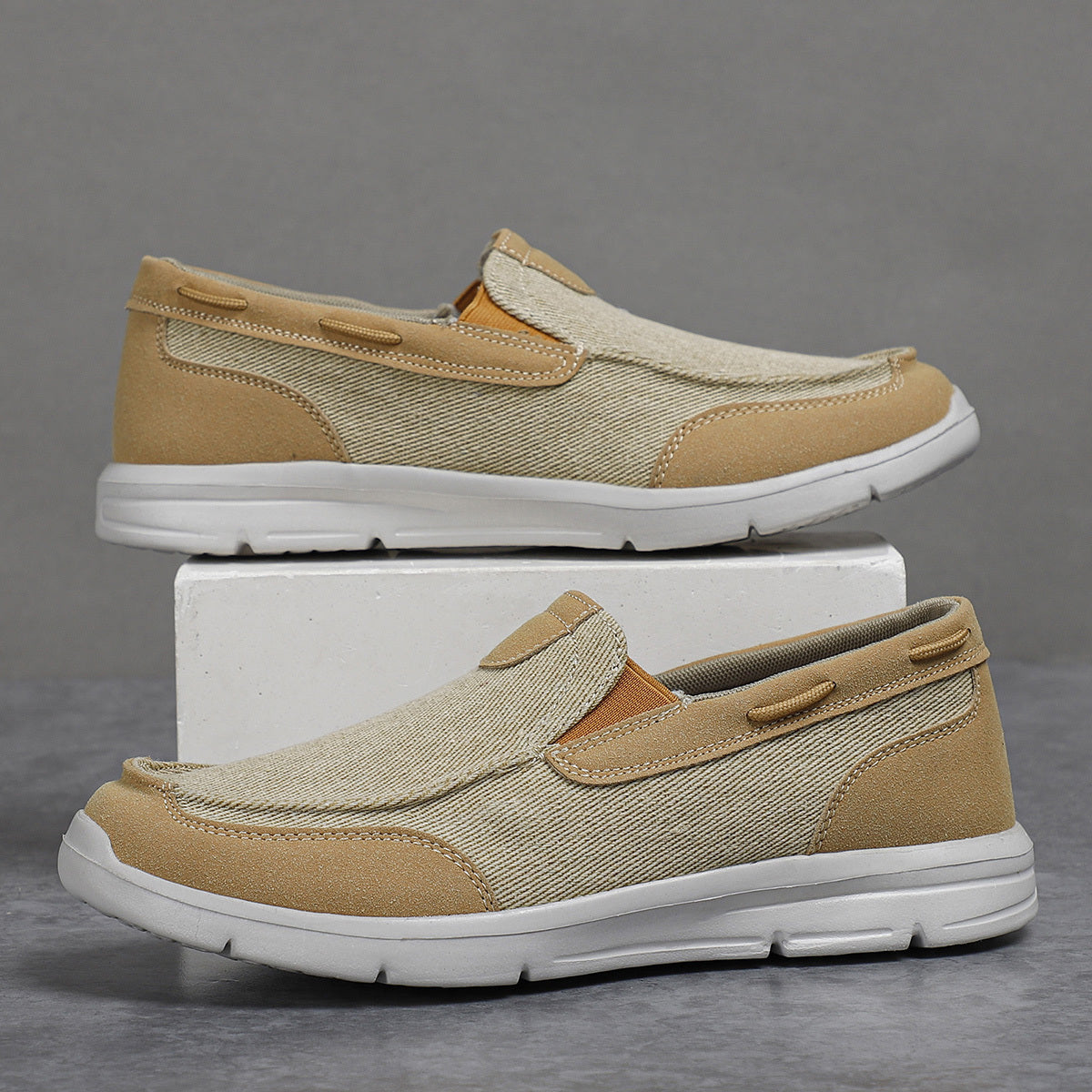 Men's Canvas Loafer Shoes Breathable Lightweight Slip On Casual Shoes
