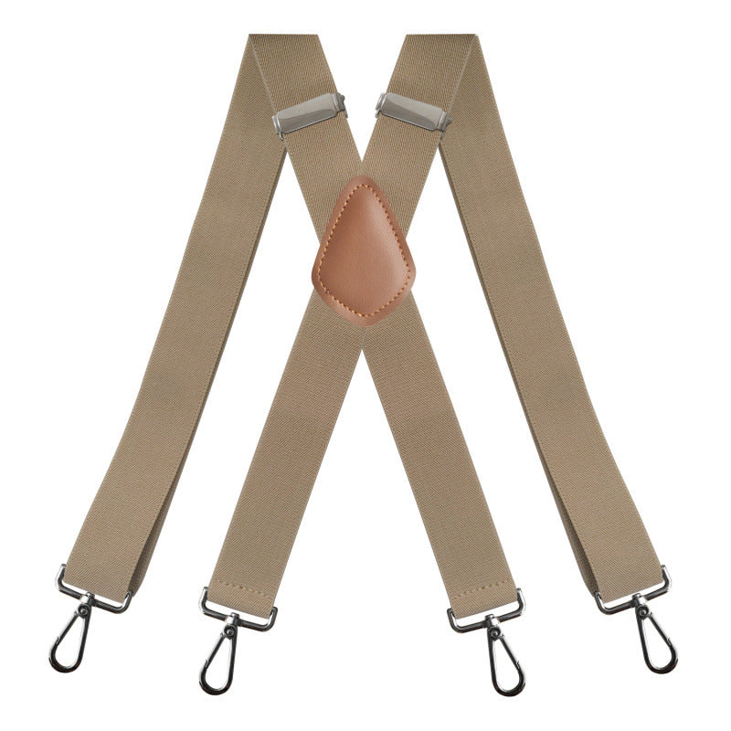 Men's Heavy Duty Suspenders w/ 4 Snap Hooks, 3 X-back Adjustable