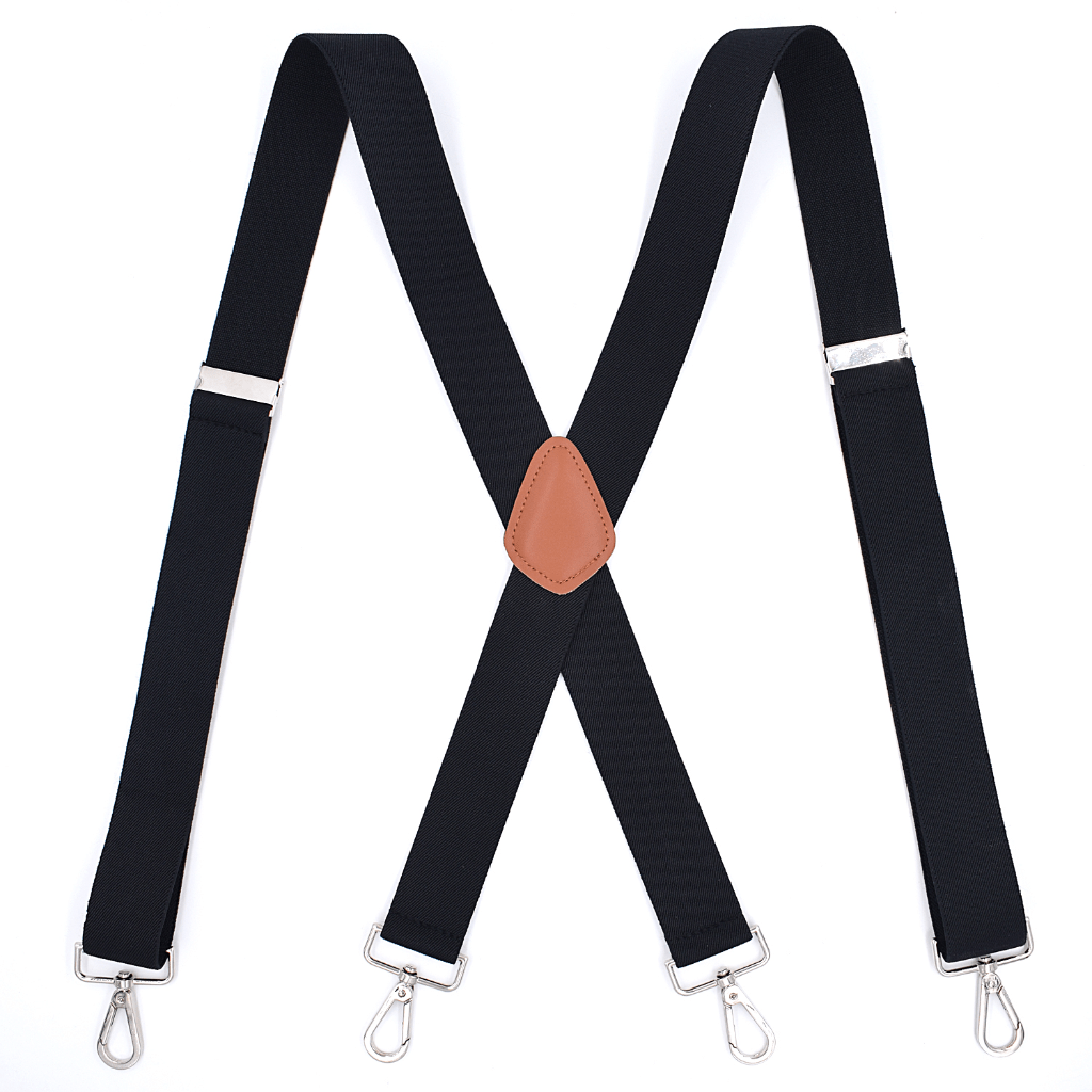 Men's Heavy Duty Suspenders w/ 4 Snap Hooks, 3 X-back Adjustable