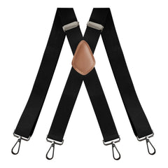 Men's Heavy Duty Suspenders w/ 4 Snap Hooks, 3 X-back Adjustable
