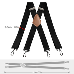Men's Heavy Duty Suspenders w/ 4 Snap Hooks, 3 X-back Adjustable