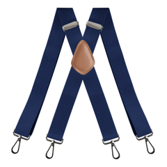 Men's Heavy Duty Suspenders w/ 4 Snap Hooks, 3 X-back Adjustable