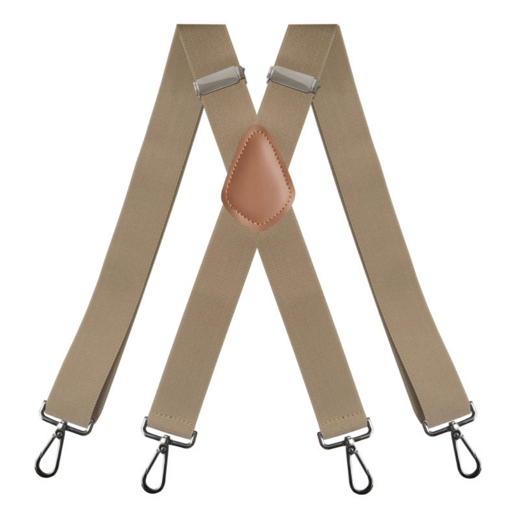 Men's Heavy Duty Suspenders w/ 4 Snap Hooks, 3 X-back Adjustable
