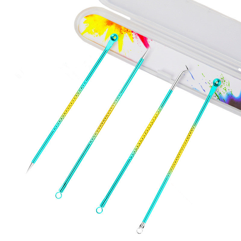 4pcs Stainless Steel Blackhead Comedone Extractor Tool Set for Nose and Face