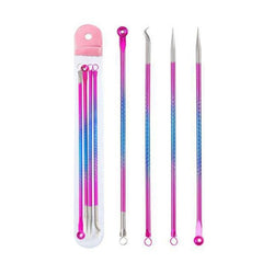 4pcs Stainless Steel Blackhead Comedone Extractor Tool Set for Nose and Face