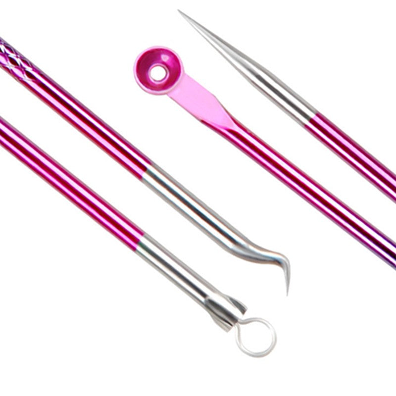 4pcs Stainless Steel Blackhead Comedone Extractor Tool Set for Nose and Face