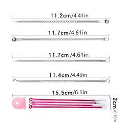4pcs Stainless Steel Blackhead Comedone Extractor Tool Set for Nose and Face