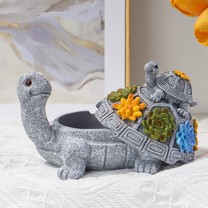 Resin Turtle Ash Tray with Lid Waterproof Art Crafts Gift