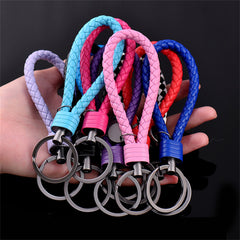 PU Leather Braided Wristlet Car Keychain Strap for Men Women DIY Key Chains