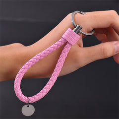 PU Leather Braided Wristlet Car Keychain Strap for Men Women DIY Key Chains