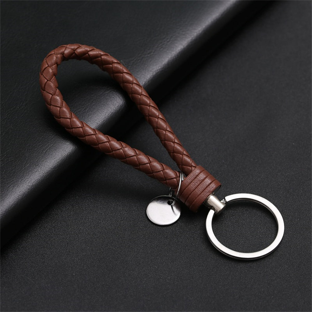 PU Leather Braided Wristlet Car Keychain Strap for Men Women DIY Key Chains