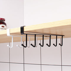 6-Hook Storage Shelf Under Cabinet Metal Mug Cup Hanger