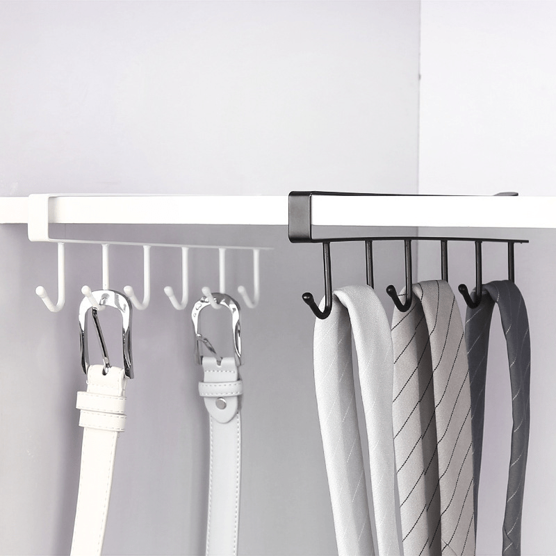 6-Hook Storage Shelf Under Cabinet Metal Mug Cup Hanger