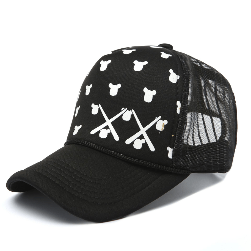 Hip Hop Mesh Baseball Cap Printed Breathable Cap For Outdoor Party