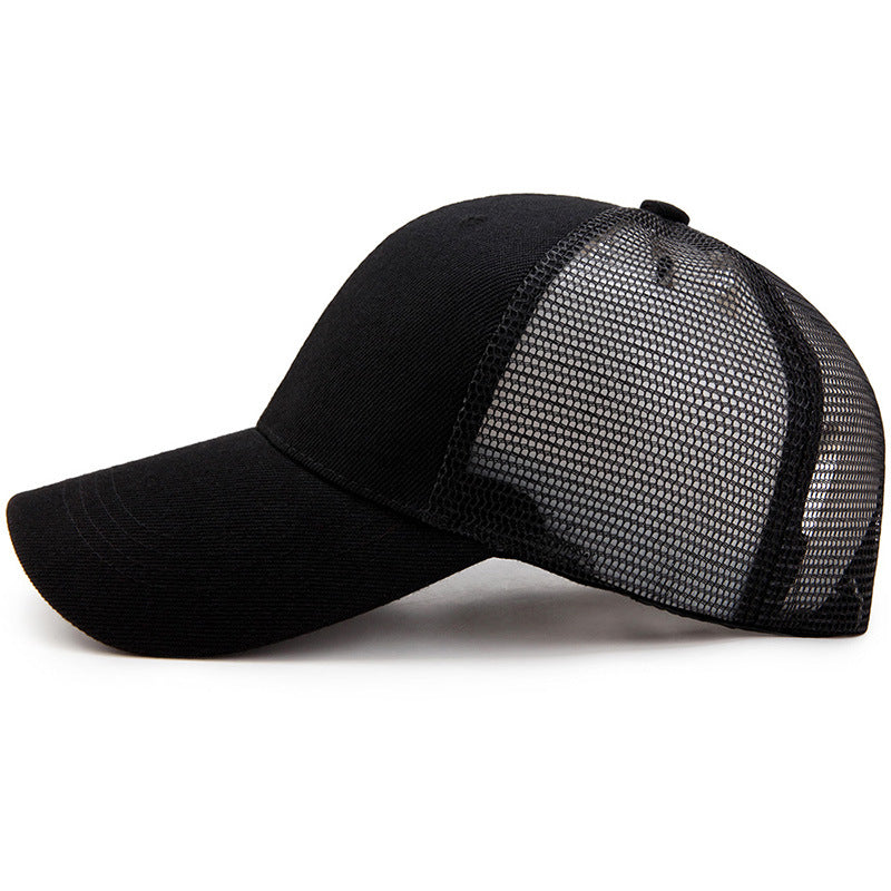 Solid Mesh Baseball Caps For Men Women Ponytail Cotton Snapback Cap Unisex Summe