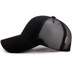 Solid Mesh Baseball Caps For Men Women Ponytail Cotton Snapback Cap Unisex Summe